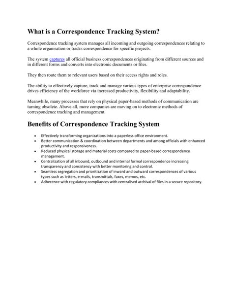 What Is A Correspondence Tracking System