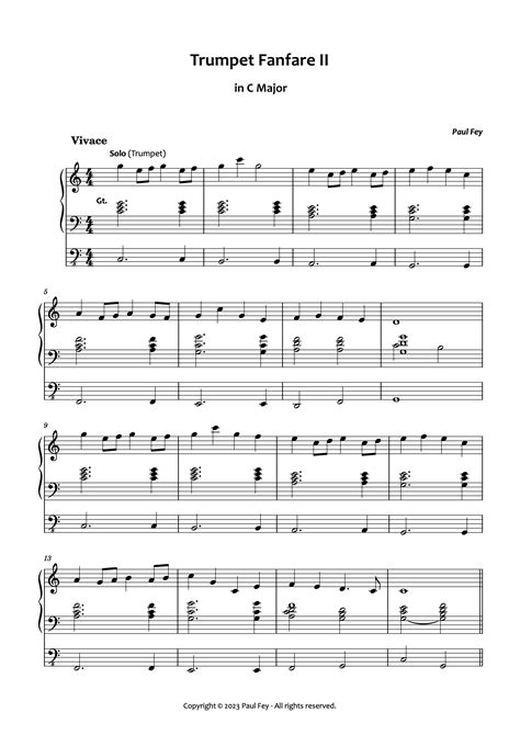 Trumpet Fanfare Ii Sheet Music Music For Organ Paul Fey Organist