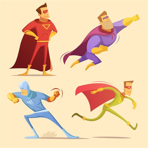 Superhero Cartoon Set 478106 Vector Art At Vecteezy