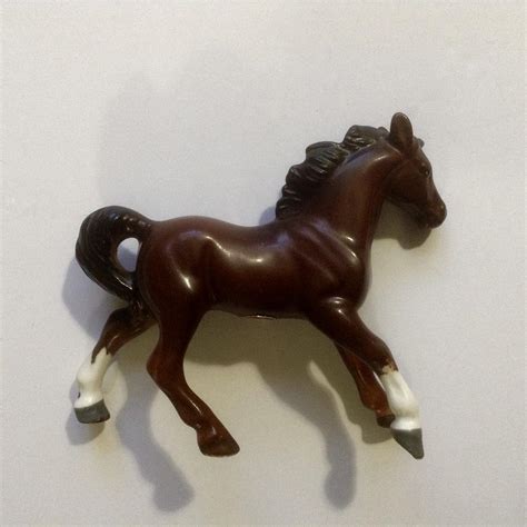 Vintage Art Line Porcelain Brown Horse Hand Painted Made In Japan From