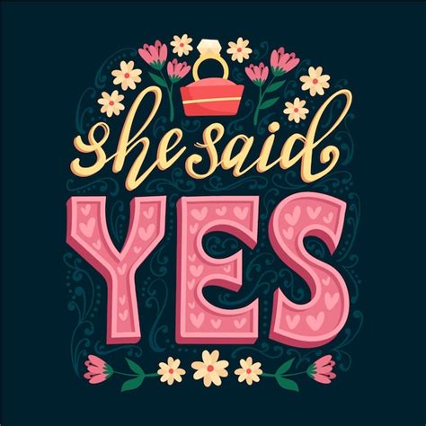 Free Vector She Said Yes Wedding Lettering