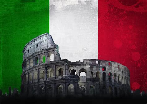 Bandera Italia De Colosseum Roma Imagen De Archivo Imagen De