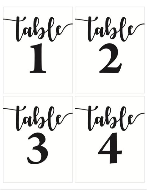 Free Printable Table Numbers Printable Table Numbers Wedding Table