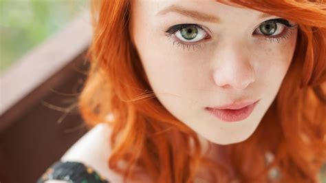 Wallpaper Face Women Redhead Model Long Hair Glasses Green Eyes Nose Person Skin