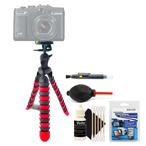 Flexible Tripod With Top Cleaning Accessory Kit For Canon Powershot