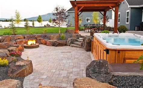 Patio With Fire Pit And Hot Tub