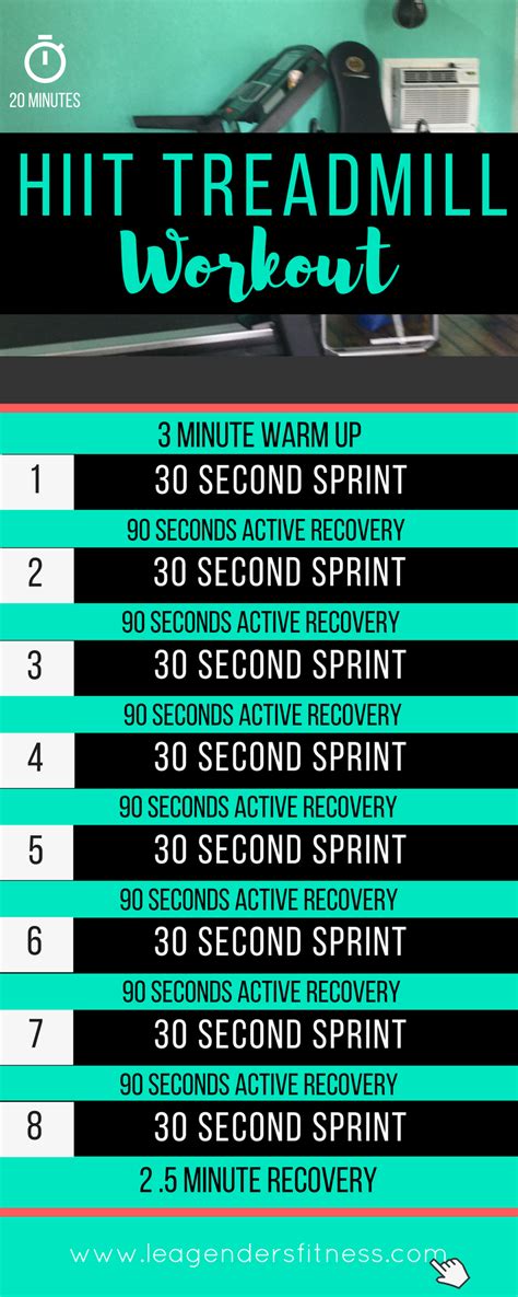 Jog or walk 10 minutes on the treadmill before you start intervals of high intensity. HIIT TREADMILL WORKOUT — Lea Genders Fitness