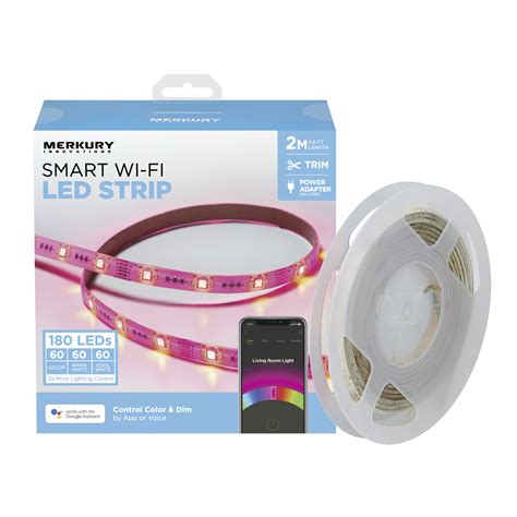 Merkury Innovations Smart LED Strip Lights, 6.5ft, Trimmable, Dimmable - Walmart.com - Walmart.com