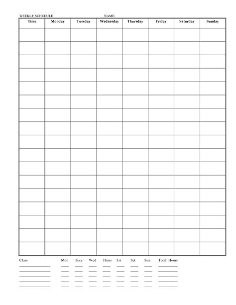 Free Blank Weekly Schedule Template Printable Templates Free