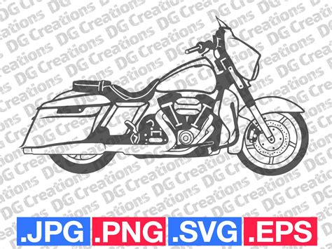 Harley Street Glide Motorcycle Full Svg Clip Art Graphic Art Etsy Canada