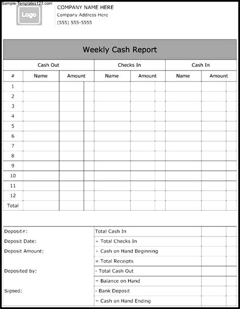 Cash Position Report Template Best Template Ideas