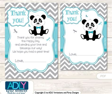 These words and phrases are perfect for thanking family and friends for thoughtful baby shower gifts. Boy Panda Thank you Card Printable for Baby Boy Shower | Panda baby showers, Baby boy shower ...