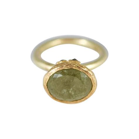 Russian Demantoid 18 K Yellow Gold White Diamond Cocktail Ring For Sale At 1stdibs