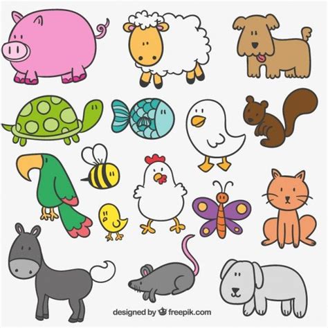 First, draw series of animals having different shapes of their heads. Free vector Cute hand drawn farm animals #22475 | Drawing for kids, How to draw hands, Animal ...