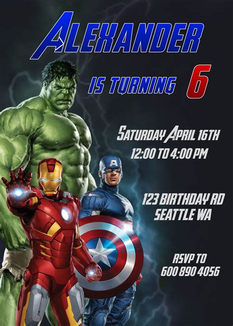 Editable Avengers Birthday Invitation Avengers Invitation Etsy