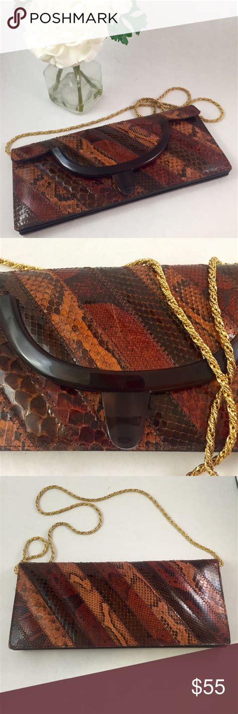 Vintage Tri Colored Snakeskin Tano Clutch Vintage Bags Vintage