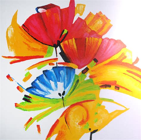 V38 Bright Floral Abstract Art Interior Art Artwork Hand Painted