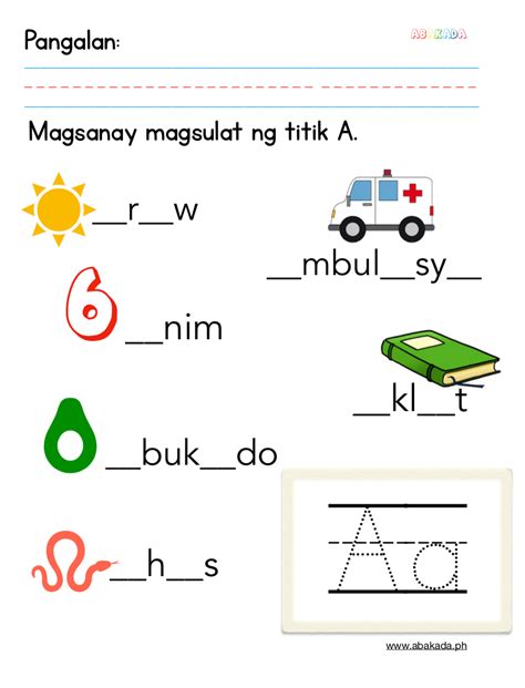 Titik Afree Filipino Worksheets For Pre K And Grade 1 Students Abakadaph
