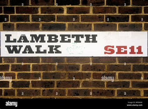 Lambeth Walk Street Sign In South East London On The Brick Wall Of A