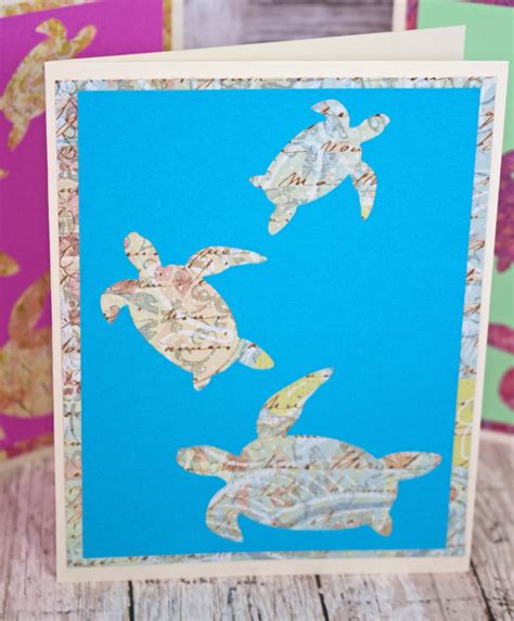 Set Of 3 Sea Turtle Note Cards Sea Turtle Card Set Handmade Etsy