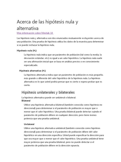 Hipotesis Alternativa Y Nula Pdf Hipótesis Prueba De Hipótesis