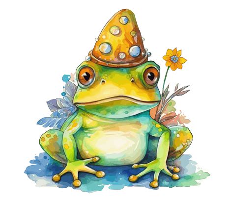 Adorable Baby Frog With Flowers Watercolor 23657956 Png