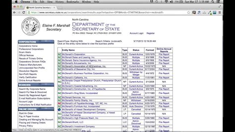 North Carolina Secretary Of State Business Search Youtube