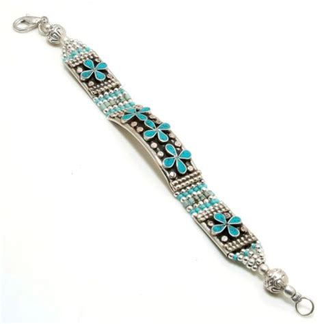 Tibetan Turquoise Gemstone Handmade Ethnic Jewelry Nepali Bracelet