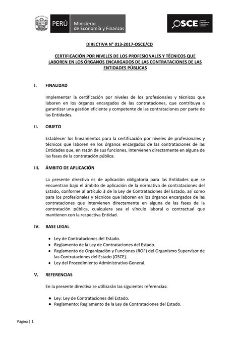 Directiva 013 2017 Osce Cd Certificacion De Profesionales Oec