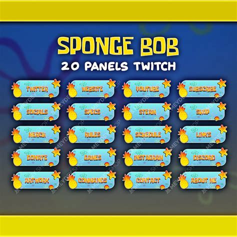 Spongebob 20 Panels Twitch Streaming Streamer Stream Etsy