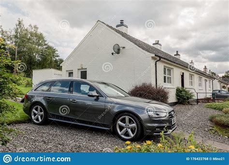 Luxury Audi A4 Avant B8 Station Wagon Car Parked In Front Of The White