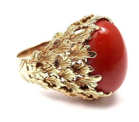 Tiffany And Co Coral Yellow Gold Ring From A Unique Collection Of