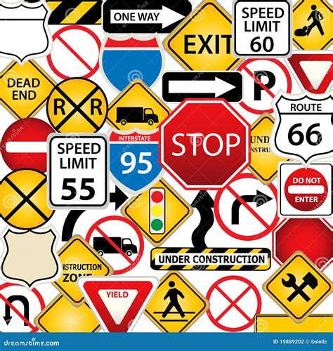 Usa Road Traffic Signs Symbols Stock Vector Illustration