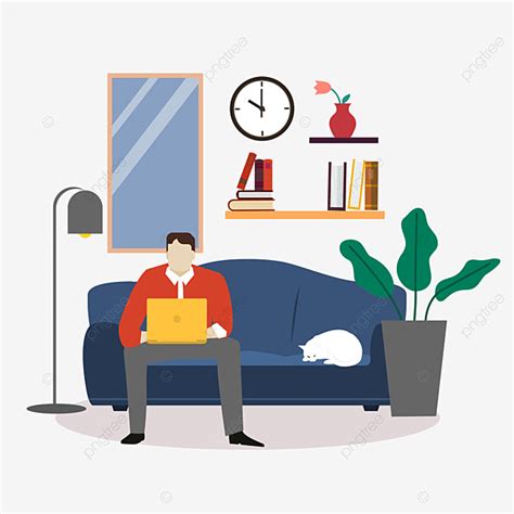 Lying On The Couch Sleeping Man Couch Clipart The Man Hand Painted