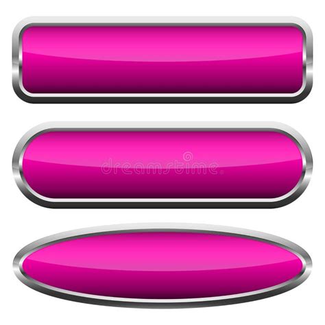 Set Of Pink Glossy Buttons Vector Illustration Stock Illustration