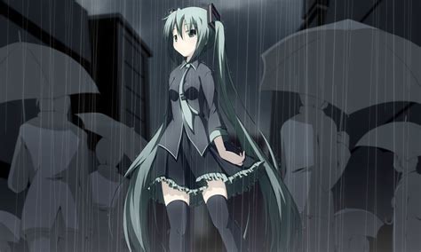 Desktop Wallpaper Hatsune Miku In Rain Anime Hd Image Picture