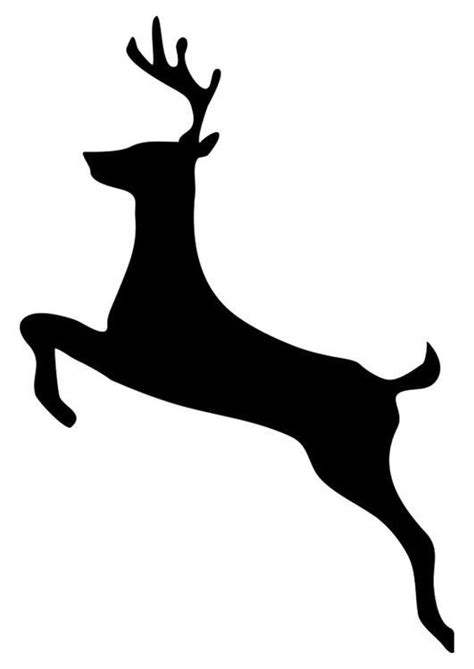 A Black And White Silhouette Of A Leaping Deer