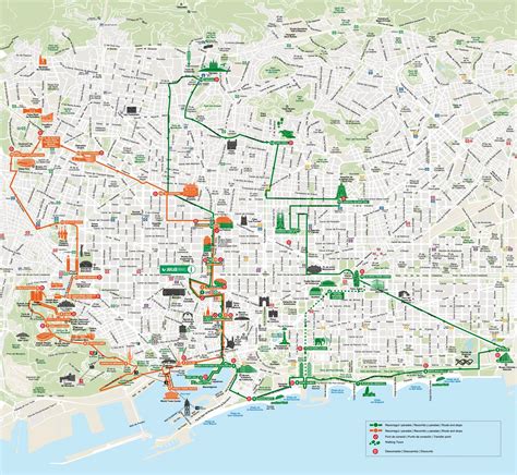 Tourist Barcelona City Map Barcelona Vector Map Illustrator