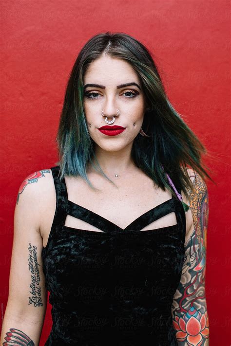 Portrait Of A Punk Rock Woman With Tattoos By Stocksy Contributor Kristen Curette Daemaine