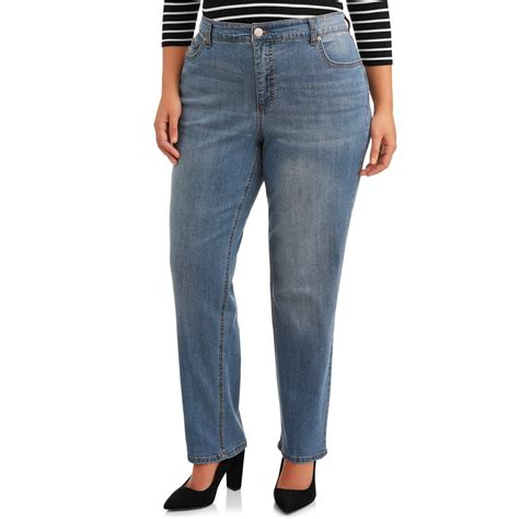terra and sky terra and sky women s plus size repreve classic straight leg jeans with tummy