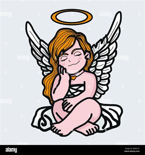 Beautiful Angel Prayer Cartoon Vector Illustration Stock Vector Image