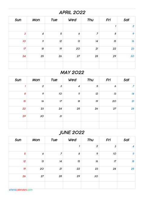 April May June Calendar 2022 January Calendar 2022