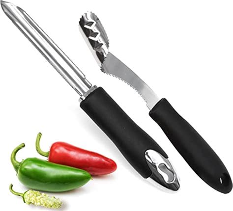 Jalapeno Pepper Corer Set Of 2 Stainless Steel Chili Corer Remover With Serrated Slice And