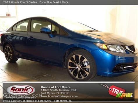 Click on badge to learn more. Dyno Blue Pearl - 2013 Honda Civic Si Sedan - Black ...