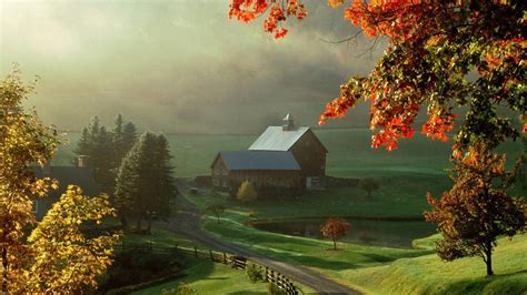 Lovely Farm In Autumn Wallpaper Nature And Landscape Wallpaper Better