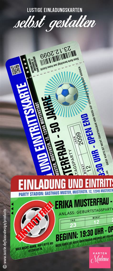 Kaum zu glauben, aber wahr! Lustige Einladungskarten zum Geburtstag als Ticket FUSSBALL