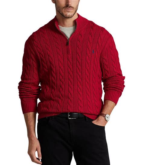 polo ralph lauren big and tall cable knit cotton quarter zip sweater dillard s