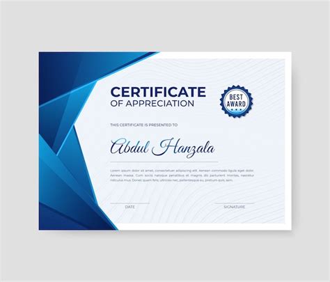 Premium Vector Blue Geometric Modern Certificate Template