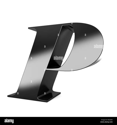 3d Black Metal Letter P Isolated White Background Stock Photo Alamy