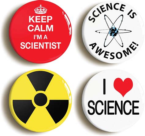 Scientist Science Badge Button Pin Set Size Is 1inch25mm Diameter